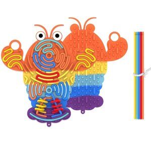 Rainbow Silicone Lobster Sensory Activity Board with Maze-Like Grooves
